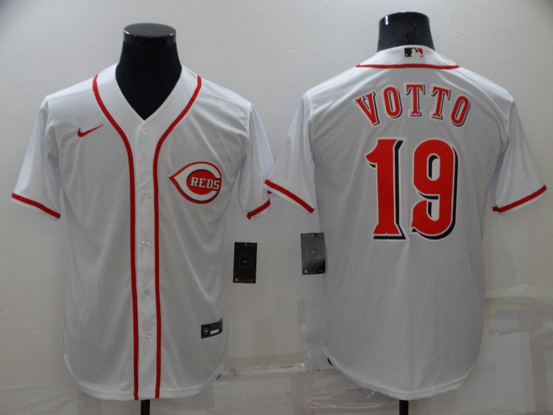 Men Cincinnati Reds 19 Votto White Game Nike 2022 MLB Jersey